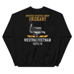 USS Oriskany (CVA-34) 1973-74 WESTPAC/VIETNAM Unisex Sweatshirt – back view, black