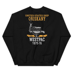 USS Oriskany (CVA-34) 1975-76 WESTPAC Unisex Sweatshirt – back view, black
