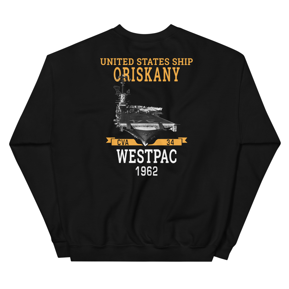 USS Oriskany (CVA-34) 1962 WESTPAC Unisex Sweatshirt – back view, black