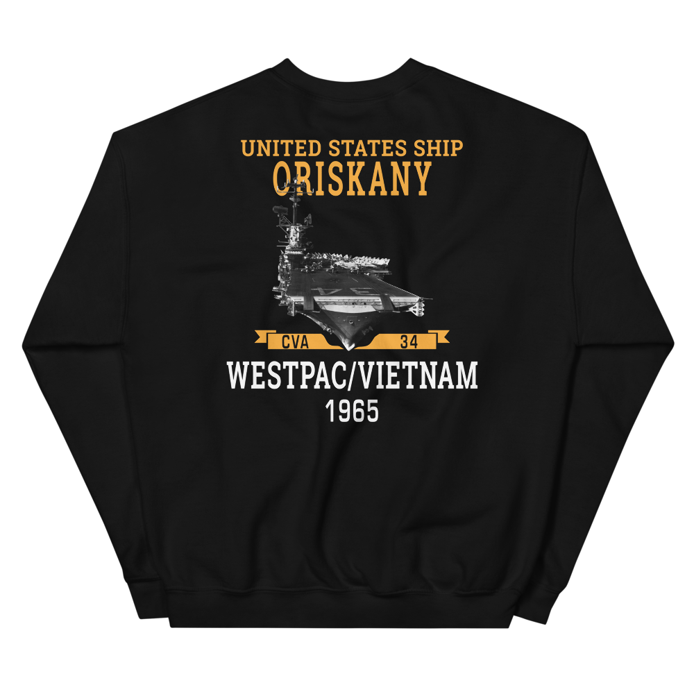USS Oriskany (CVA-34) 1965 WESTPAC/VIETNAM Unisex Sweatshirt – back view, black