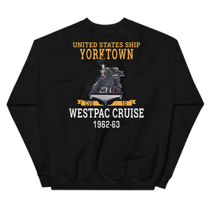 USS Yorktown (CVS-10) 1962-63 WESTPAC Unisex Sweatshirt – back view, black