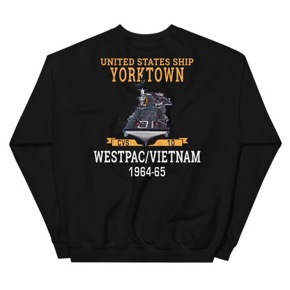 USS Yorktown (CVS-10) 1964-65 WESTPAC/VIETNAM Unisex Sweatshirt – back view, black