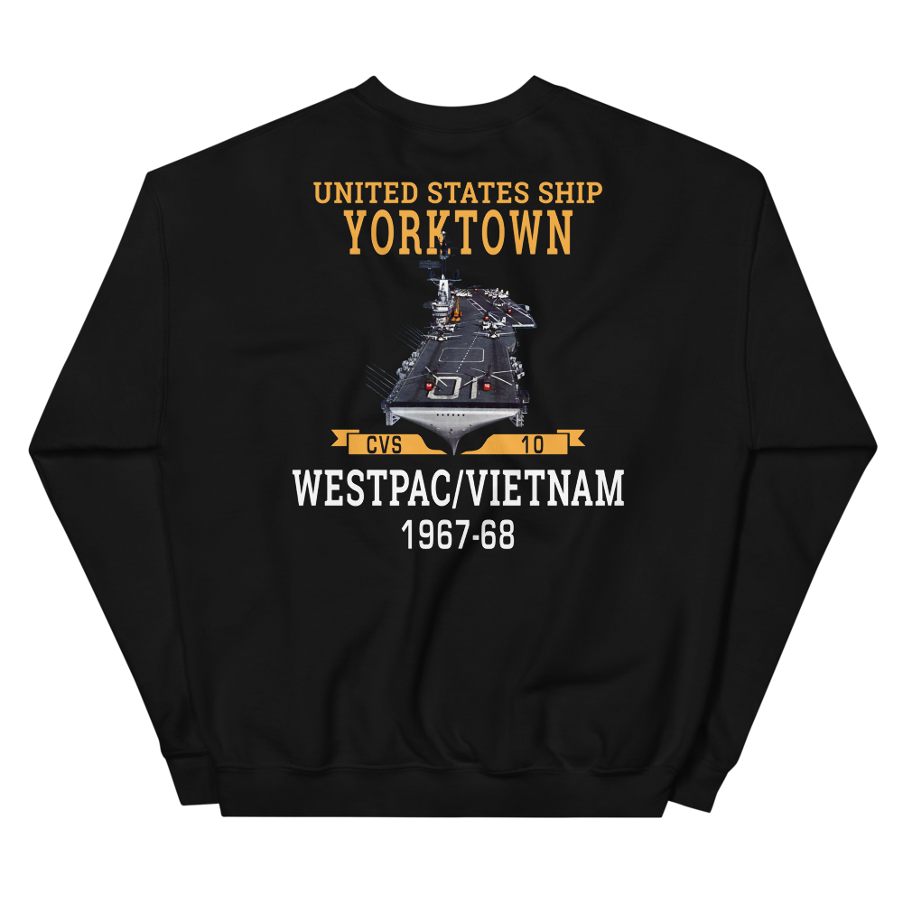 USS Yorktown (CVS-10) 1967-68 WESTPAC/VIETNAM Unisex Sweatshirt – back view, black