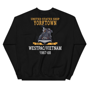 USS Yorktown (CVS-10) 1967-68 WESTPAC/VIETNAM Unisex Sweatshirt – back view, black