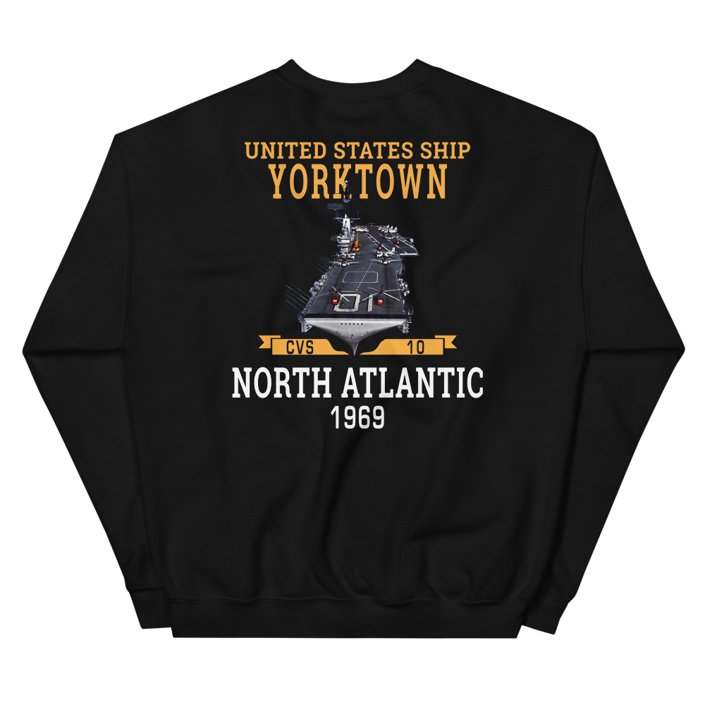 USS Yorktown (CVS-10) 1969 NORTH ATLANTIC Unisex Sweatshirt – back view, black