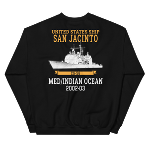 USS San Jacinto (CG-56) 2002-03 Deployment Sweatshirt – back view, black