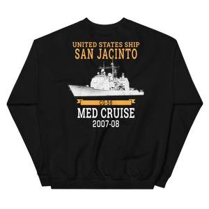 USS San Jacinto (CG-56) 2007-08 Deployment Sweatshirt – back view, black