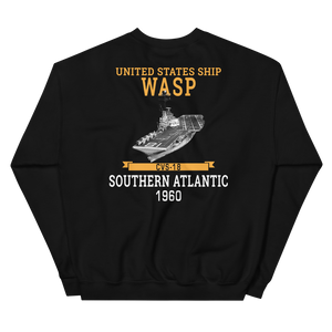 USS Wasp (CVS-18) 1960 S. ATLANTIC Unisex Sweatshirt – back view, black