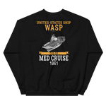 USS Wasp (CVS-18) 1961 MED Unisex Sweatshirt – back view, black