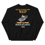 USS Wasp (CVS-18) 1962 N. ATLANTIC Unisex Sweatshirt – back view, black