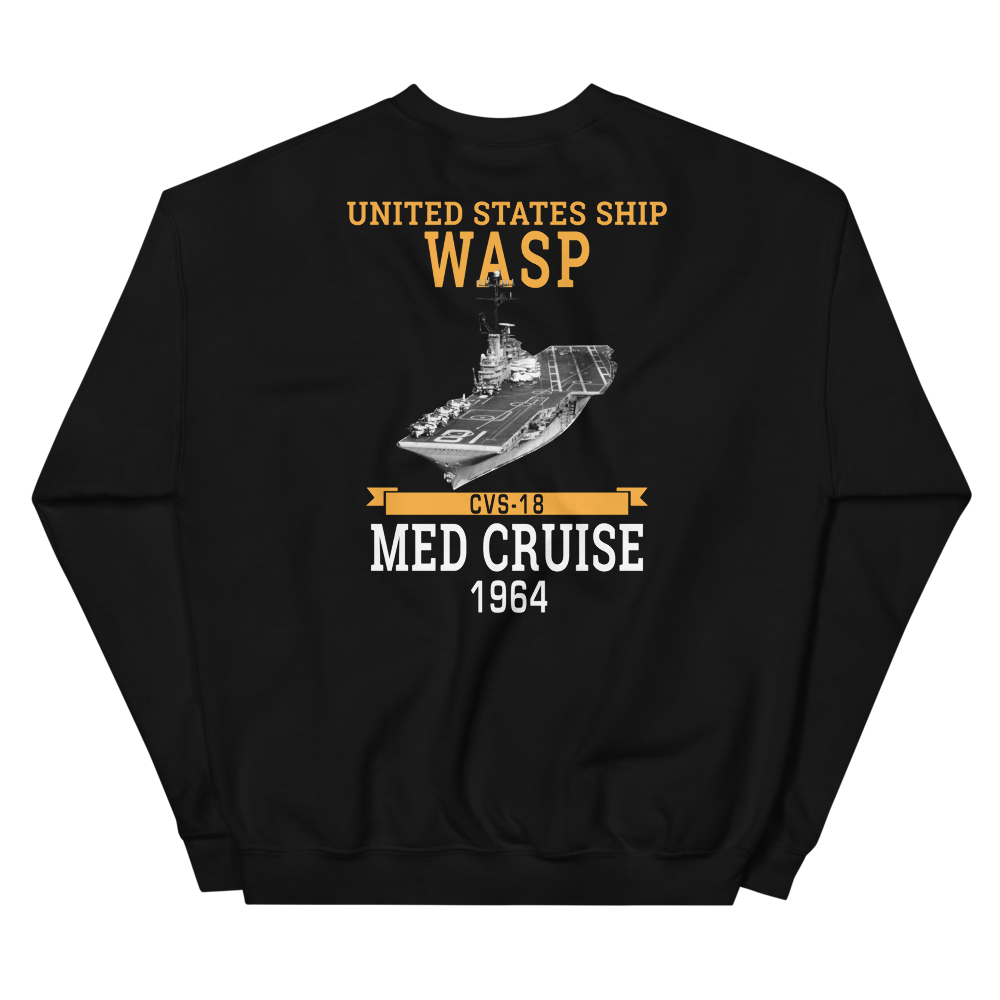 USS Wasp (CVS-18) 1964 MED Unisex Sweatshirt – back view, black