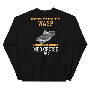 USS Wasp (CVS-18) 1964 MED Unisex Sweatshirt – back view, black