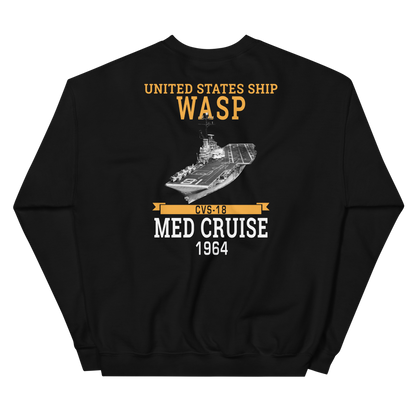 USS Wasp (CVS-18) 1964 MED Unisex Sweatshirt – back view, black