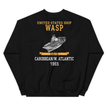 USS Wasp (CVS-18) 1965 CARIBBEAN/W. ATLANTIC Unisex Sweatshirt – back view, black