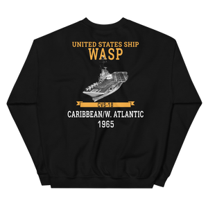USS Wasp (CVS-18) 1965 CARIBBEAN/W. ATLANTIC Unisex Sweatshirt – back view, black