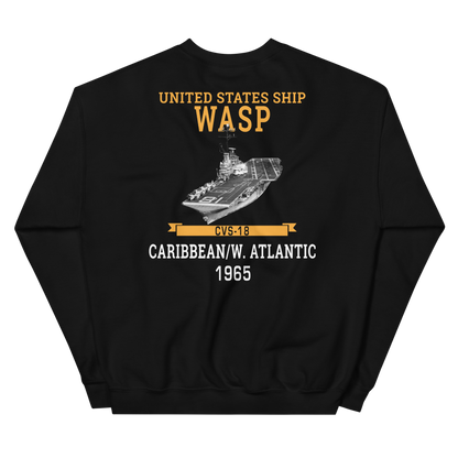 USS Wasp (CVS-18) 1965 CARIBBEAN/W. ATLANTIC Unisex Sweatshirt – back view, black