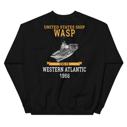 USS Wasp (CVS-18) 1966 W. ATLANTIC Unisex Sweatshirt – back view, black