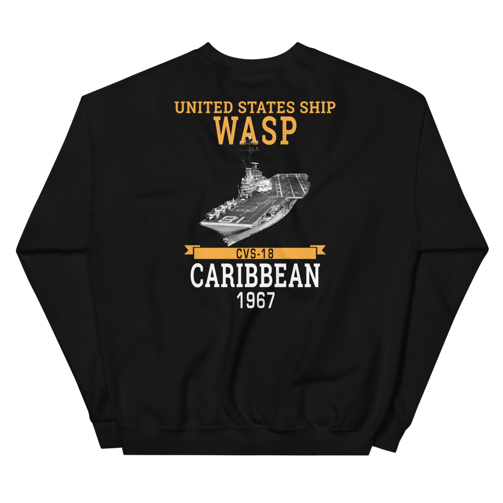 USS Wasp (CVS-18) 1967 CARIBBEAN Unisex Sweatshirt – back view, black