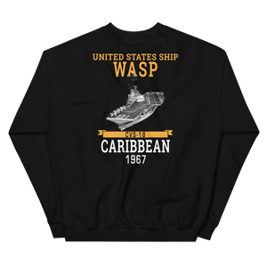 USS Wasp (CVS-18) 1967 CARIBBEAN Unisex Sweatshirt – back view, black