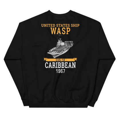 USS Wasp (CVS-18) 1967 CARIBBEAN Unisex Sweatshirt – back view, black