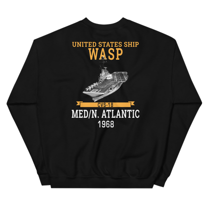 USS Wasp (CVS-18) 1968 MED/N. ATLANTIC Unisex Sweatshirt – back view, black