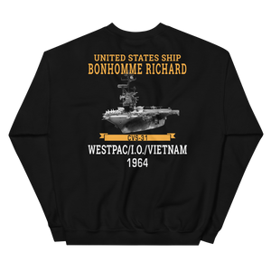 USS Bonhomme Richard (CVS-31) 1964 WESTPAC/VIETNAM Unisex Sweatshirt – back view, black