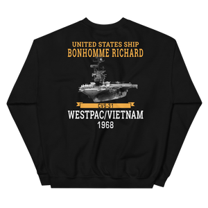 USS Bonhomme Richard (CVS-31) 1968 WESTPAC/VIETNAM Unisex Sweatshirt – back view, black