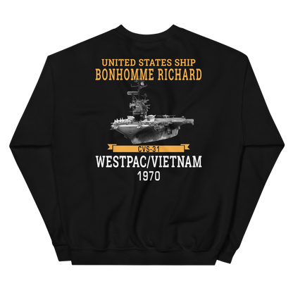 USS Bonhomme Richard (CVS-31) 1970 WESTPAC/VIETNAM Unisex Sweatshirt – back view, black