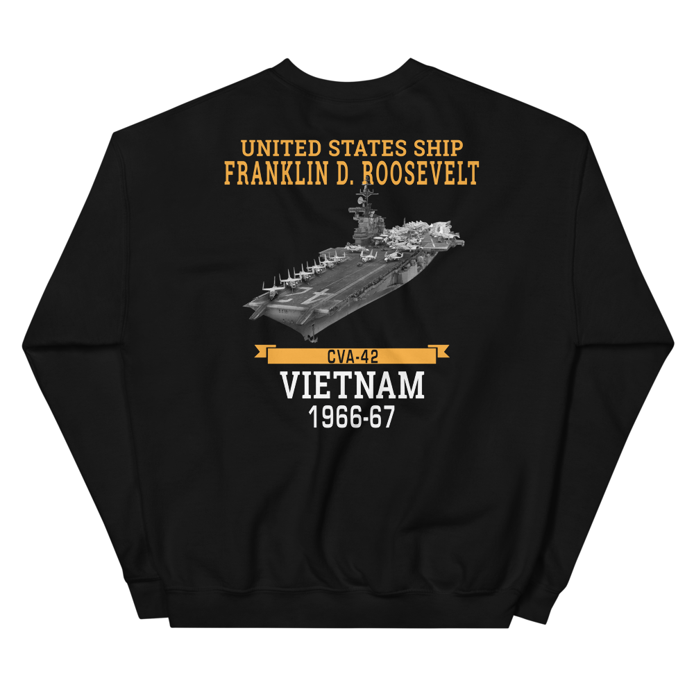 USS Franklin D. Roosevelt (CVA-42) 1966-67 VIETNAM Sweatshirt – back view, black