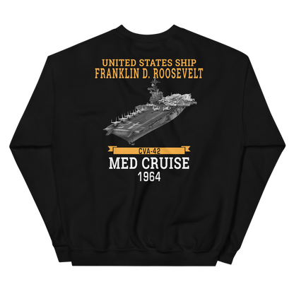 USS Franklin D. Roosevelt (CVA-42) 1964 MED CRUISE Sweatshirt – back view, black