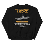 USS Hancock (CVA-19) 1969-70 WESTPAC/VIETNAM Unisex Sweatshirt – back view, black