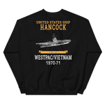 USS Hancock (CVA-19) 1970-71 WESTPAC/VIETNAM Unisex Sweatshirt – back view, black