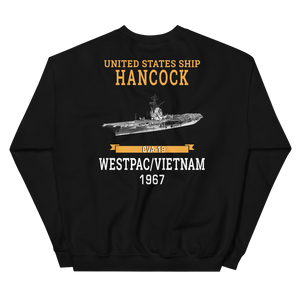 USS Hancock (CVA-19) 1975 FINAL CRUISE Unisex Sweatshirt – back view, black