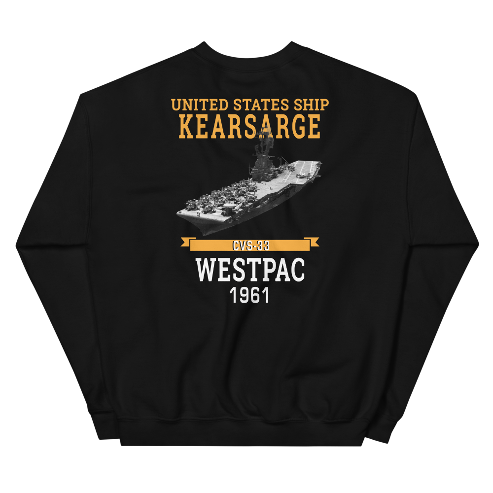 USS Kearsarge (CVS-33) 1961 WESTPAC Sweatshirt – back view, black