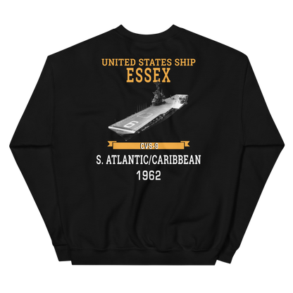 USS Essex (CVS-9) 1962 S. ATLANTIC/CARIBBEAN Sweatshirt – back view, black