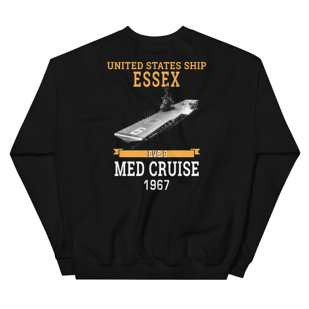 USS Essex (CVS-9) 1967 MED CRUISE Sweatshirt – back view, black