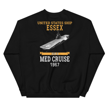 USS Essex (CVS-9) 1967 MED CRUISE Sweatshirt – back view, black