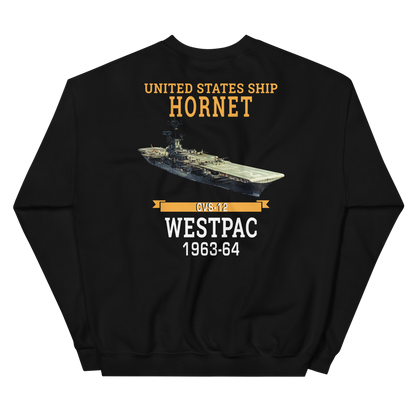 USS Hornet (CVS-12) 1963-64 WESTPAC Sweatshirt – back view, black