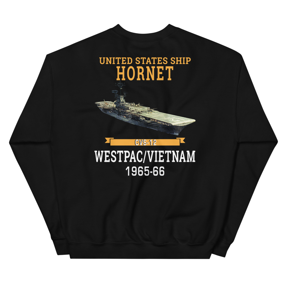 USS Hornet (CVS-12) 1965-66 WESTPAC/VIETNAM Sweatshirt – back view, black