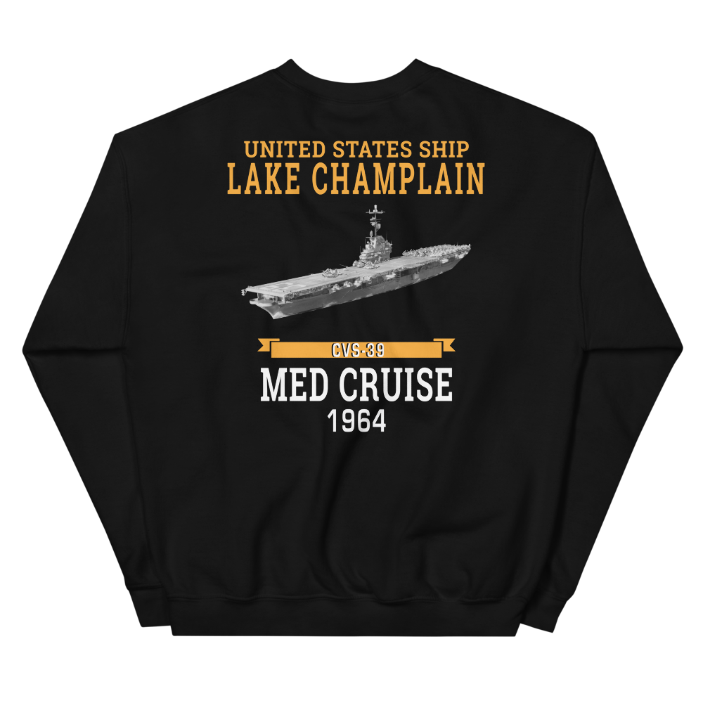 USS Lake Champlain (CVS-39) 1964 MED CRUISE Sweatshirt – back view, black