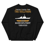 USS The Sullivans (DDG-68) 1999-2000 MAIDEN DEPLOYMENT Unisex Sweatshirt – back view, black