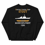 USS Stout (DDG-55) 1996 MAIDEN DEPLOYMENT Unisex Sweatshirt – back view, black