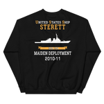 USS Sterett (DDG-104) 2010-11 MAIDEN DEPLOYMENT Unisex Sweatshirt – back view, black