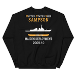 USS Sampson (DDG-102) 2009-10 MAIDEN DEPLOYMENT Unisex Sweatshirt – back view, black