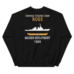 USS Ross (DDG-71) 1999 MAIDEN DEPLOYMENT Unisex Sweatshirt – back view, black