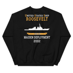 USS Roosevelt (DDG-80) 2002 MAIDEN DEPLOYMENT Unisex Sweatshirt – back view, black