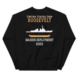 USS Roosevelt (DDG-80) 2002 MAIDEN DEPLOYMENT Unisex Sweatshirt – back view, black