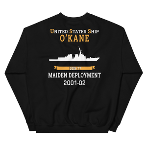 USS O'Kane (DDG-77) 2001-02 MAIDEN DEPLOYMENT Unisex Sweatshirt – back view, black