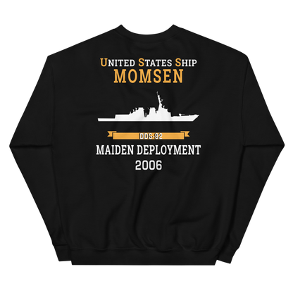 USS Momsen (DDG-92) 2006 MAIDEN DEPLOYMENT Unisex Sweatshirt – back view, black