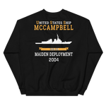 USS McCampbell (DDG-85) 2004 MAIDEN DEPLOYMENT Unisex Sweatshirt – back view, black